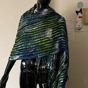 Striped Green and Blue Scarf
